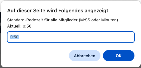Prompt: Standard-Redezeit für alle Mitglieder